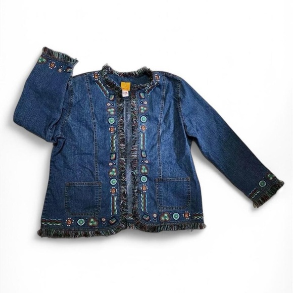 Ruby Rd Blue Jean Jacket with Embroidery - Picture 1 of 7